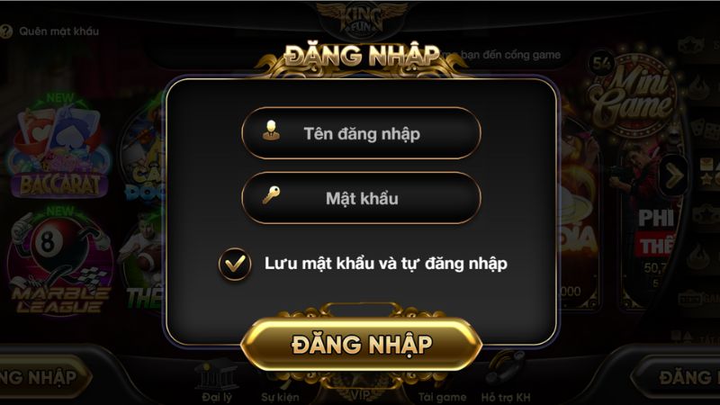 Game bài đổi thưởng 4 Đăng nhập Kingfun để tham gia sảnh game bài